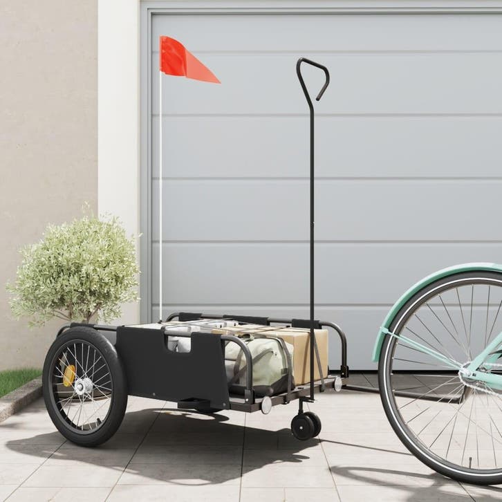 vidaXL Fietstrailer oxford stof en ijzer zwart, Vélos & Vélomoteurs, Accessoires vélo | Remorques, Envoi