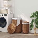 vidaXL Wasmand 2 pcs Bruin Kubu Rattan, Verzenden, Nieuw