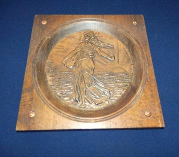 De Zaaister - Antieke houten Tableau - Plaquette van de