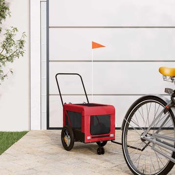 vidaXL Hondenfietstrailer oxford stof en ijzer rood en zwart, Verzenden