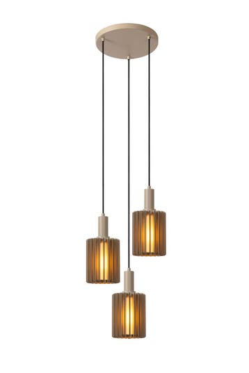 Hanglamp Lucide LAMBRES -  - 3xE27 - Taupe, Verzenden