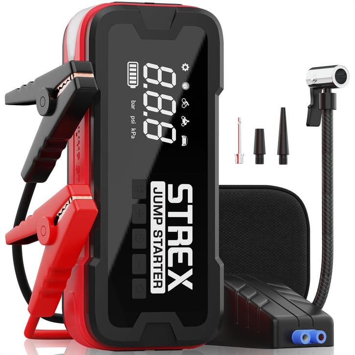 Strex Jumpstartermet Compressor - 4000A / 24.000 mAh, Auto diversen, Jumpstarters, Nieuw, Verzenden