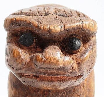 Houten Shishi-beeld – gesigneerd – Meiji–Taisho-periode -