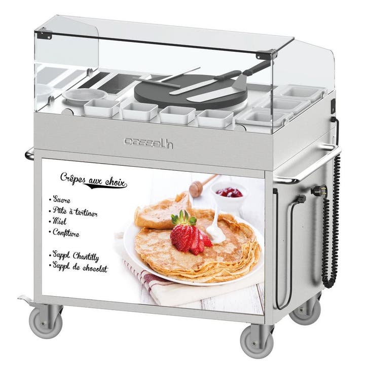 Crêpe-Trolley | RVS | 1 Bakplaat (Ø400mm) | 2.7kW |, Zakelijke goederen, Horeca | Keukenapparatuur, Nieuw in verpakking, Verzenden