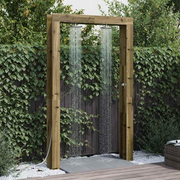 vidaXL Buitendouche 226 cm Doordrenkt Dennenhout en RVS, Verzenden, Nieuw