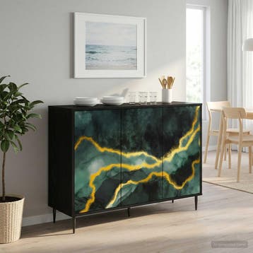 vidaXL Dressoir WIJHE Zwart eiken 102 x 33 x 76 cm Bewerkt, Verzenden, Nieuw