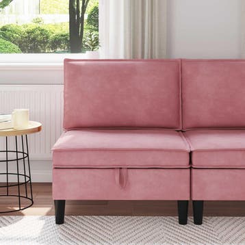 vidaXL Sofa met opslag Roze Fluweel, Verzenden, Nieuw