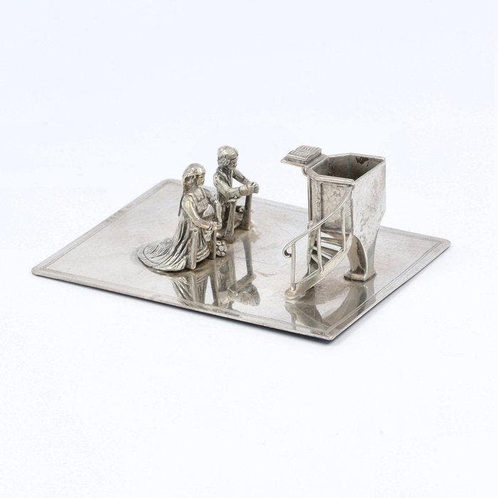 J. Niekerk - Bruidspaar - Beeldje - .835 zilver, Antiek en Kunst, Antiek | Zilver en Goud