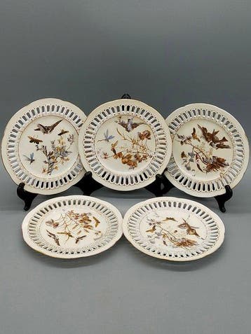 Porzellan Zierteller-Set – Vögel & Durchbruch - Bord -