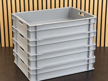 Veiling - Transport-/magazijnbakken grijs – set van 4 stuk, Nieuw