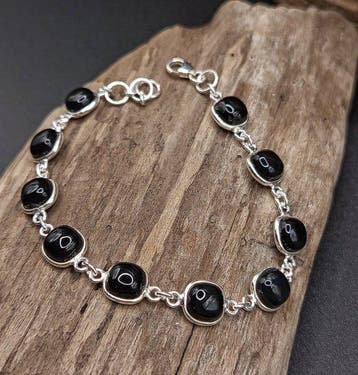 Pièce unique — Bracelet en argent 925 avec tourmaline noire,, Collections