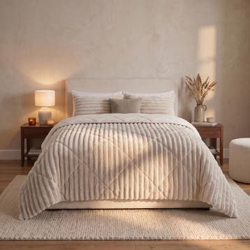 Lazy all-in-one dekbed ribstof - off white - 240 x 200 cm |, Huis en Inrichting, Verzenden, Nieuw