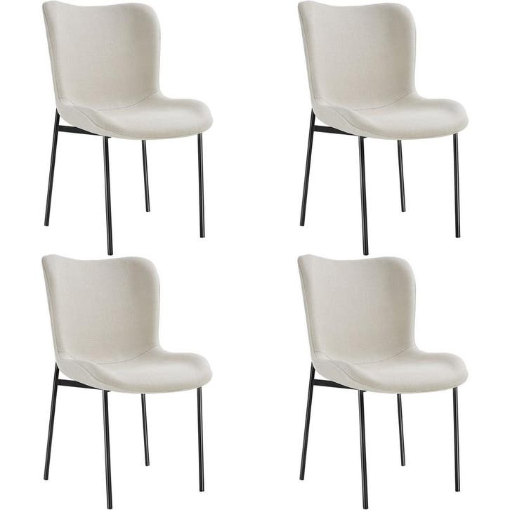 tectake Gestoffeerde stoel Tessa - Geweven stof gebroken wit, Huis en Inrichting, Stoelen, Verzenden