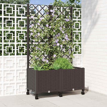vidaXL Tuinsteker met schutting en wielen Bruin 80 x 40 x, Tuin en Terras, Verzenden, Nieuw