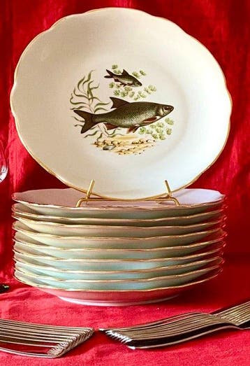 Limoges - Porcelaine Française PF - Serveerset voor vis (40)