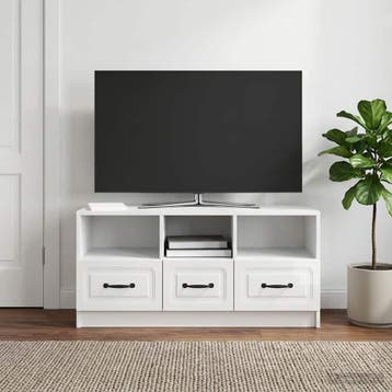 vidaXL TV Kast met lade Hoogglans Wit 102 x 34,5 x 47 cm, Verzenden