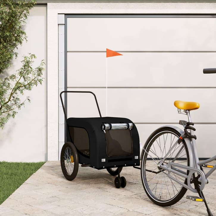 vidaXL Hondenfietstrailer oxford stof en ijzer zwart, Dieren en Toebehoren, Overige Dieren-accessoires, Nieuw, Verzenden
