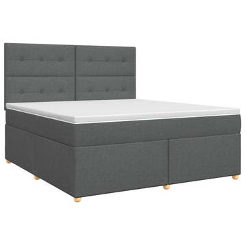 vidaXL Boxspringbed met matras Donkergrijs 140 x 190 cm Stof, Verzenden