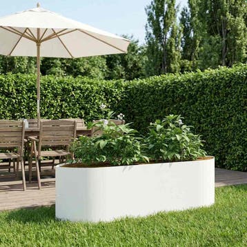 vidaXL Verhoogde Tuinbak Wit 140 x 40 x 40 cm Staal, Tuin en Terras, Verzenden, Nieuw