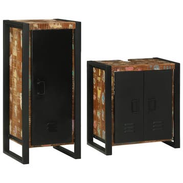 vidaXL Badkamermeubel Set 2 st Multikleur Massief, Huis en Inrichting, Badkamer | Badkamermeubels, Verzenden, Nieuw