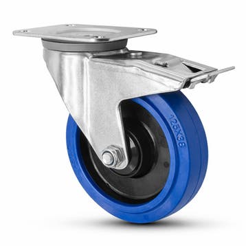FORTEX Blue Wheel zwenkwiel Ø125mm met dubbele rem WLL 220kg, Muziek en Instrumenten, Licht en Laser, Verzenden, Nieuw