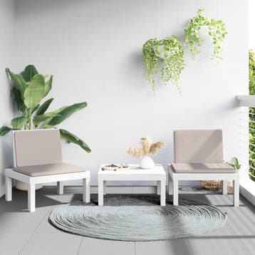 vidaXL 3-delige Loungeset met kussens PP wit, Verzenden, Nieuw, Loungeset