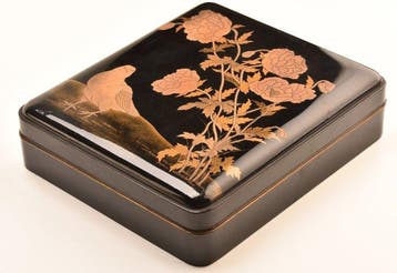 Japanese Maki-e Suzuribako – Peony & Maple Motif – Nashiji