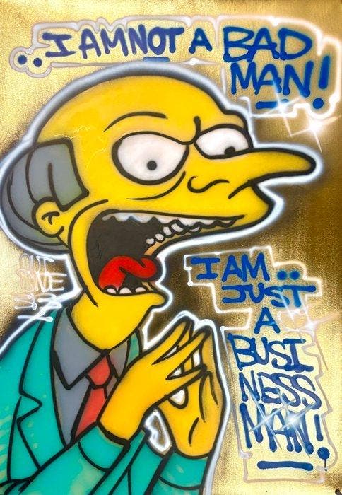 Outside313 - Mr. burns - Gold canvas - very rare -, Antiquités & Art, Art | Peinture | Moderne