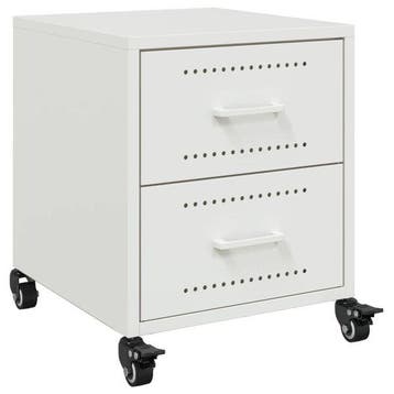 Table chevet acier blanc 2 tiroirs - Retour client -34%, Verzenden