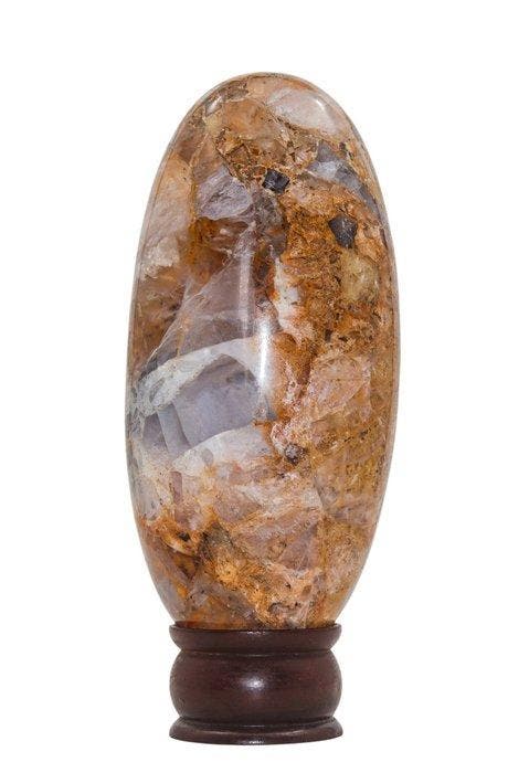 KAMR GEM Natuurlijk Gouden Helende Kwarts Lingam 185mm, Verzamelen, Mineralen en Fossielen