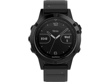 Garmin Fenix 5 47 mm Saphir Edition zwart met siliconebandje, Handtassen en Accessoires, Verzenden, Zo goed als nieuw, Garmin