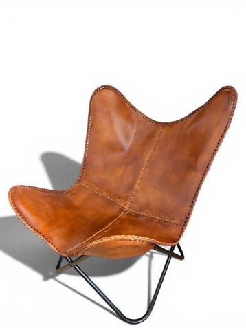 Fauteuil - chaise papillon - Cuir, Métal - Chaise papillon -