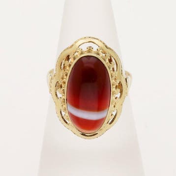 Ring - 14 karaat Geel goud - Agaat, Nieuw