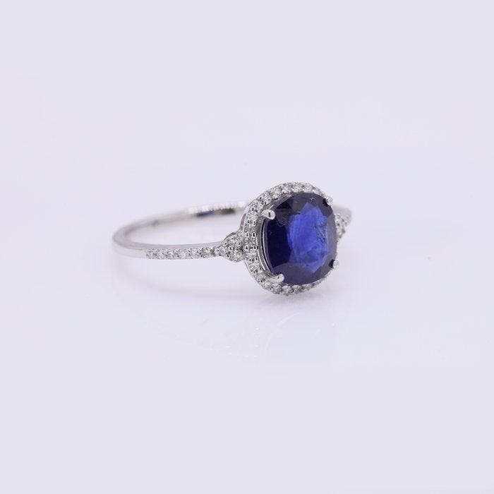 Zonder minimumprijs - Ring Platina - 1.70ct. tw. Saffier -, Handtassen en Accessoires, Ringen