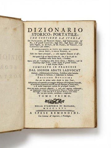 Ladvocat - DIZIONARIO STORICO PORTATILE - 1757-1766