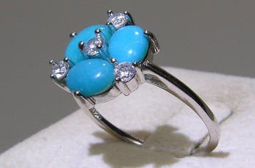 Turquoise ring - Hoogte: 25.7 mm - Breedte: 21.1 mm- 3 g -