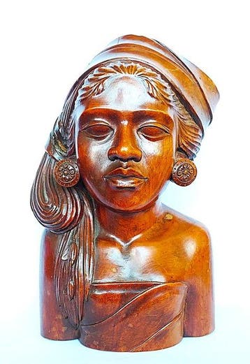 Balinese Art Deco houten bustes van een man en een vrouw -, Antiek en Kunst
