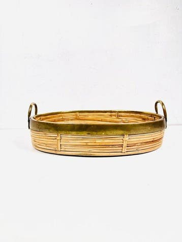 Dienblad - Italiaanse Pencil Reed & Brass serveersmand -
