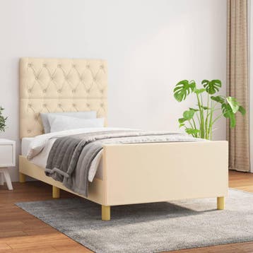 vidaXL Bedframe zonder matras 80x200 cm stof crèmekleurig, Verzenden