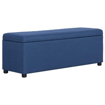 vidaXL Bankje met opbergvak 116 cm polyester blauw, Verzenden, Nieuw