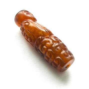 Chinois ancien Jade Talisman de perles du dignitaire en robe