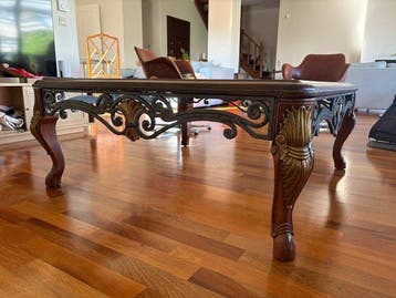 stelios - Salontafel - Hout, Glas, Verguld brons - Stelios