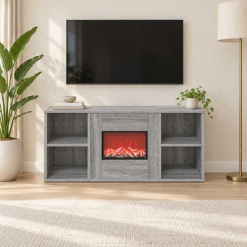 vidaXL Elektrische haard Grijs Sonoma 100 x 37 x 45,5 cm, Maison & Meubles, Verzenden