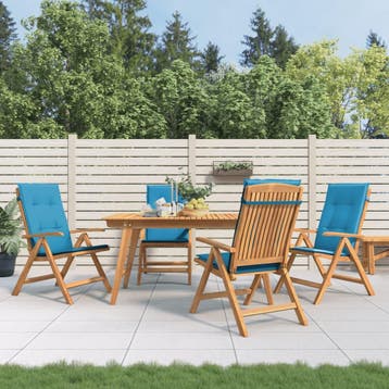 vidaXL Verstelbare klapstoelen met kussens, 4 stuks, massief, Verzenden, Nieuw
