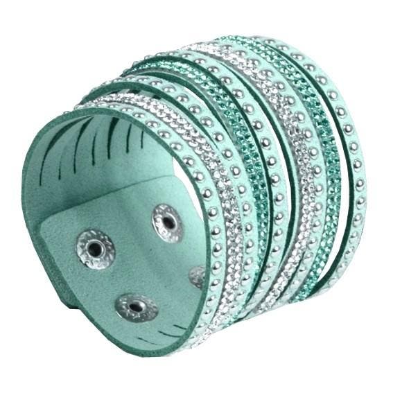 Fako Bijoux - Armband - Breed - Strass - Mintgroen, Bijoux, Sacs & Beauté, Bracelets, Envoi