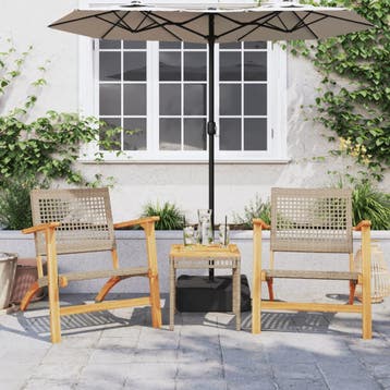 vidaXL Tuinstoelen 2 st poly rattan en acaciahout beige, Verzenden, Nieuw