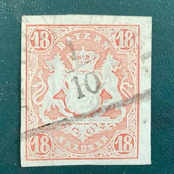 Beieren 1867 - 18 Kreuzer wapenschild met velrand gekeurd