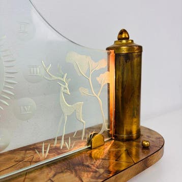 Horloge de table - Art déco Verre, Bois, Laiton - 1930-1940