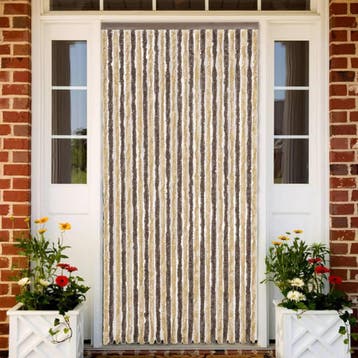 vidaXL Vliegengordijn 118x220 cm chenille donkerbruin en, Verzenden