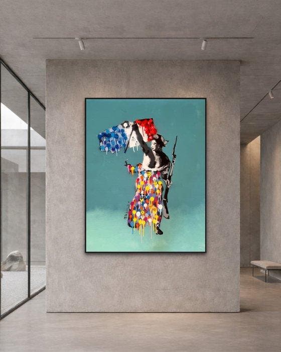 Quiona+ - ‘La Liberté guidant le peuple’ XL, Antiquités & Art, Art | Peinture | Moderne